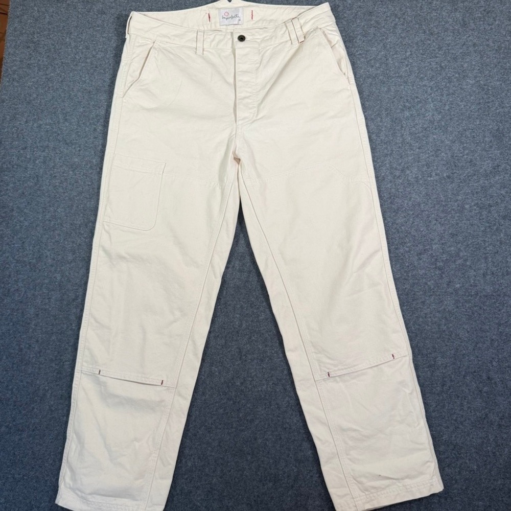 Men's Light Cream Utility Chinos - Relaxed Straight Fit